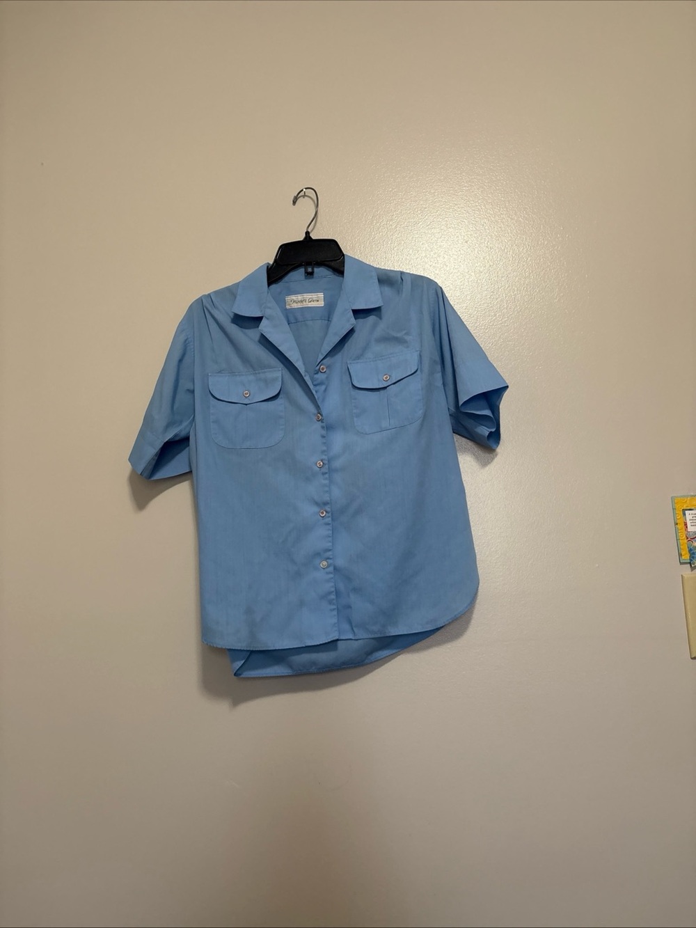 Hunter Light Blue Short-Sleeve Button Front Blouse